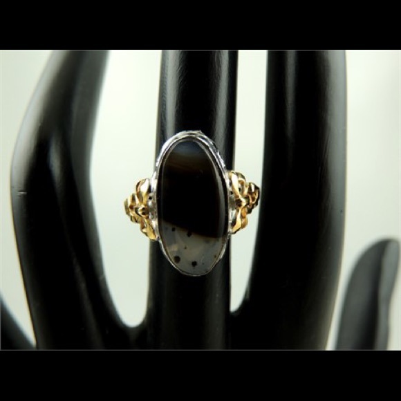 Montana Moss Agate Silver 10KGF Ring 4.75 - Picture 2 of 6